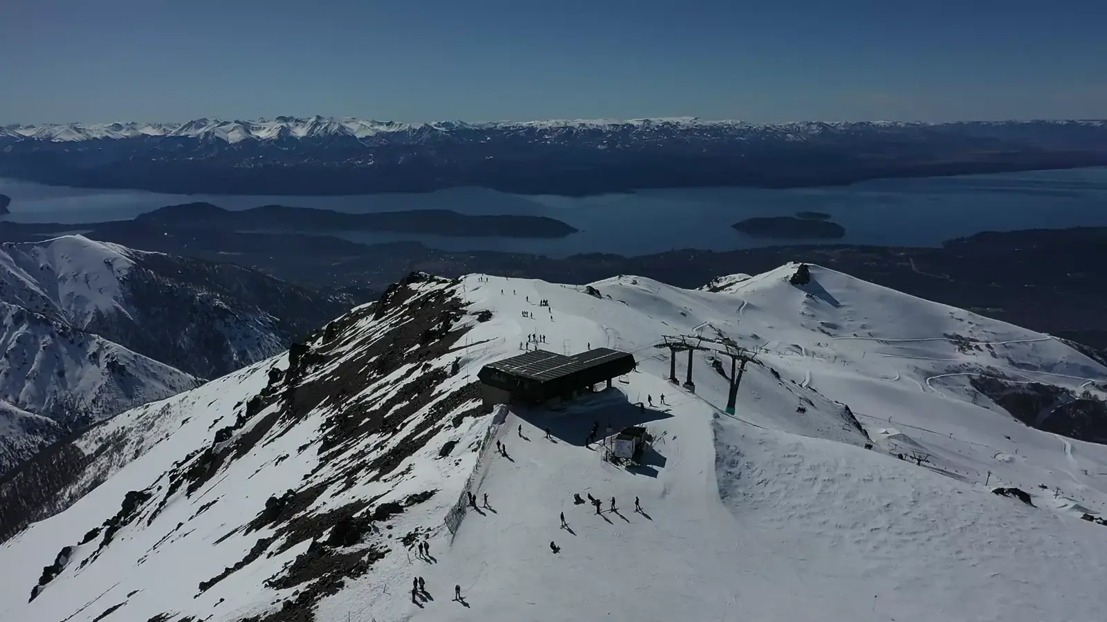 Skier descending Cerro Catedral above Bariloche in the South American Andes